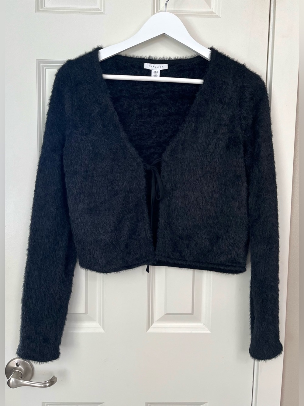 Topshop Fuzzy Tie-Front Cropped Cardigan NWOT